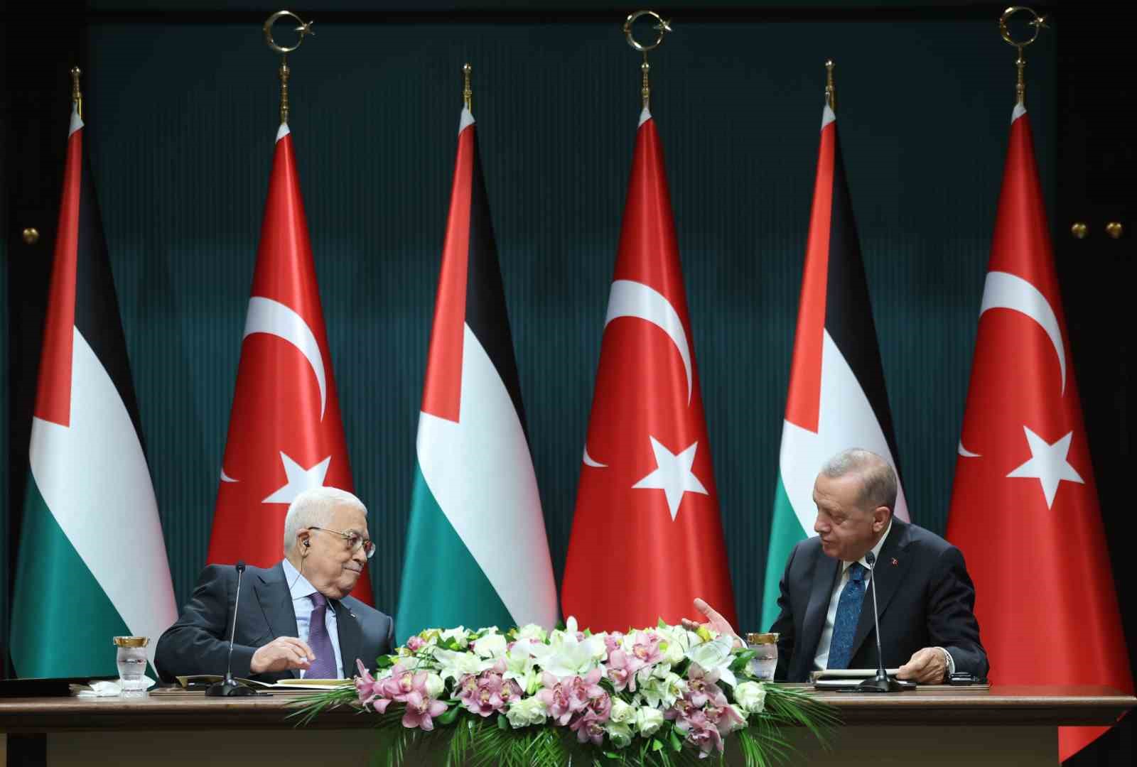 CUMHURBAŞKANI ERDOĞAN, FİLİSTİN DEVLET BAŞKANI MAHMUD ABBAS İLE ORTAK BASIN
