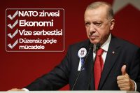 Cumhurbaşkanı Recep Tayyip Erdoğan, Litvanya’da gerçekleşen NATO Zirvesi dönüşünde gazetecilerin