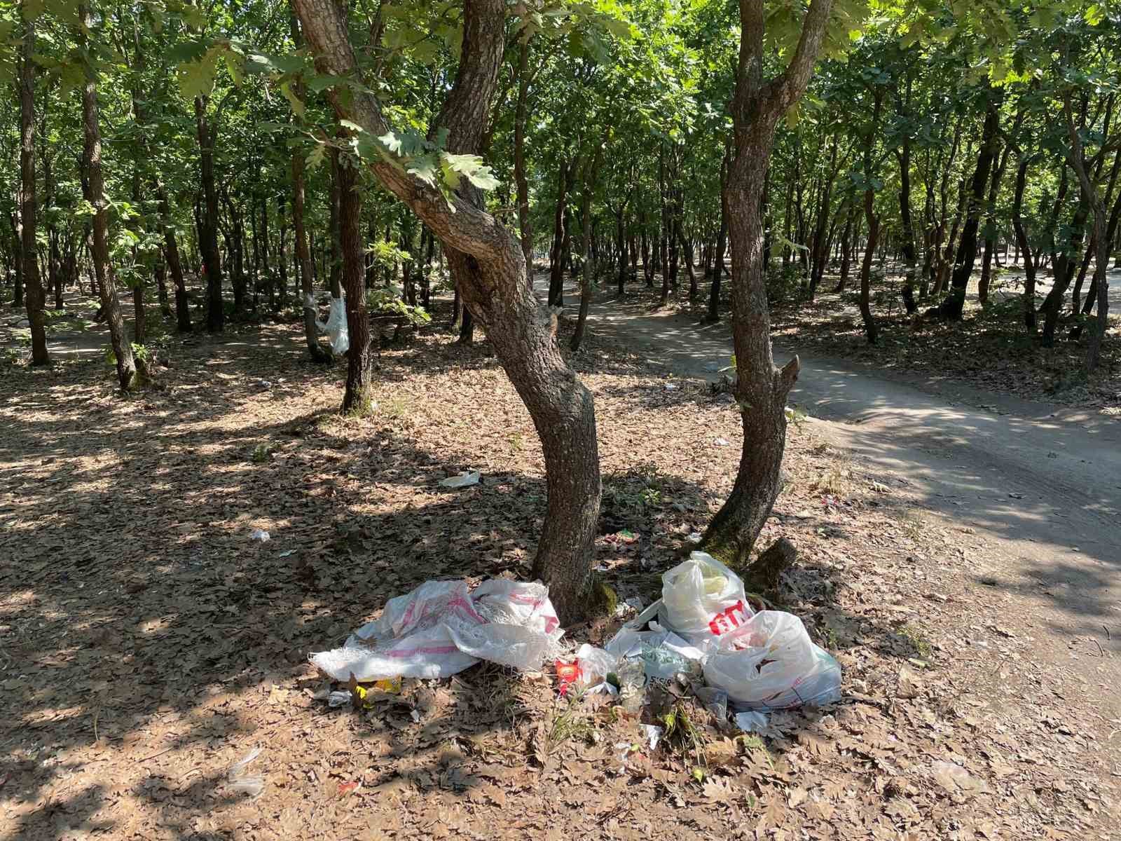 TEKİRDAĞ'IN KAPAKLI İLÇESİNDE KAZAK GÖLÜ YANINDAKİ ORMANLIK ALAN ÇÖPLÜĞE DÖNDÜ.