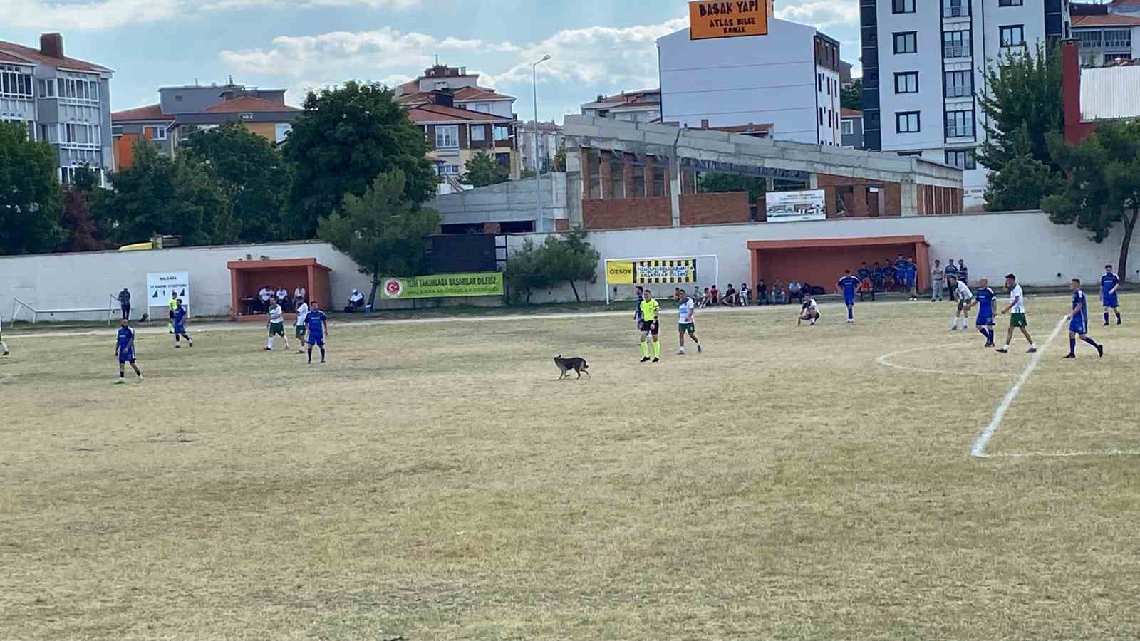 TEKİRDAĞ MALKARA’DA DÜZENLENEN MAHALLELER ARASI FUTBOL TURNUVASINDA OYNANAN MAÇTA SAHAYA