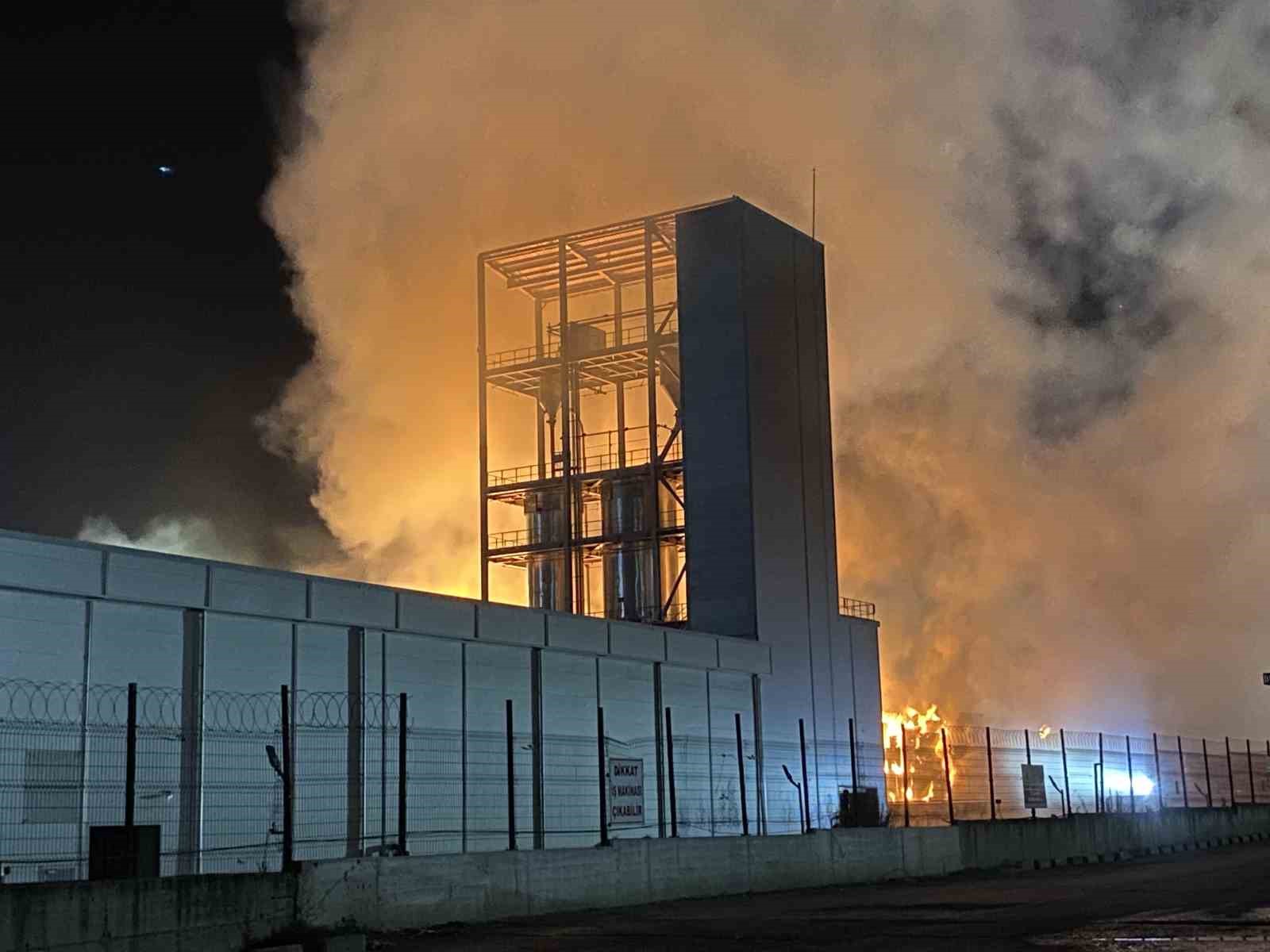 TEKİRDAĞ'DA KARTON FABRİKASINDA BÜYÜK YANGIN: ALEVLER GECEYİ AYDINLATTI