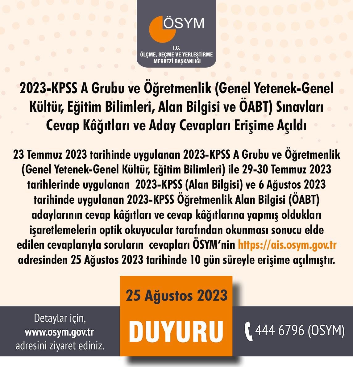 2023 KPSS cevap kağıtları ve aday cevapları erişime açıldı 2023-KPSS A GRUBU VE ÖĞRETMENLİK (GENEL YETENEK-GENEL KÜLTÜR, EĞİTİM BİLİMLERİ,