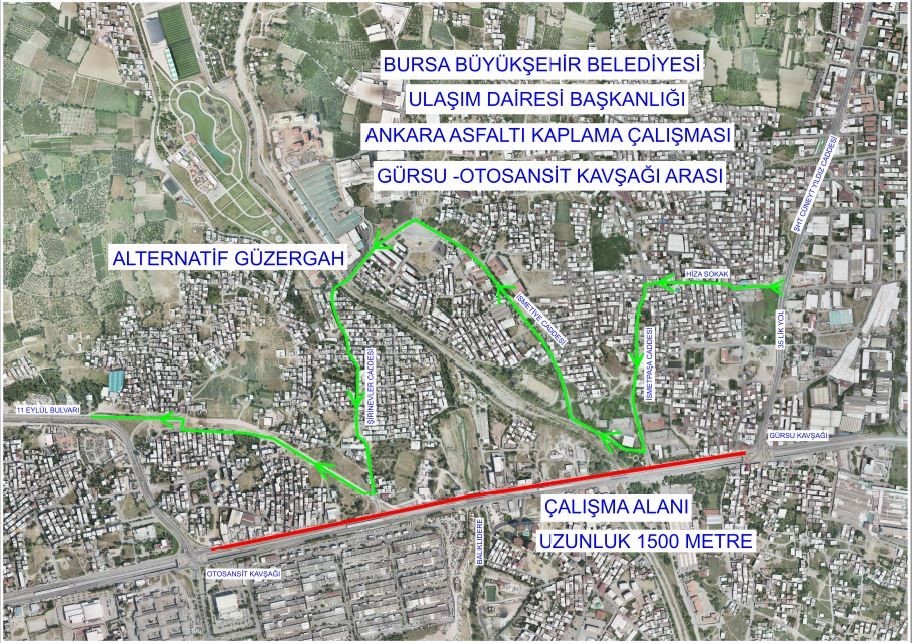 BURSA BÜYÜKŞEHİR BELEDİYESİ TARAFINDAN YAPILACAK ASFALT YENİLEME ÇALIŞMALARI KAPSAMINDA BURSA-ANKARA