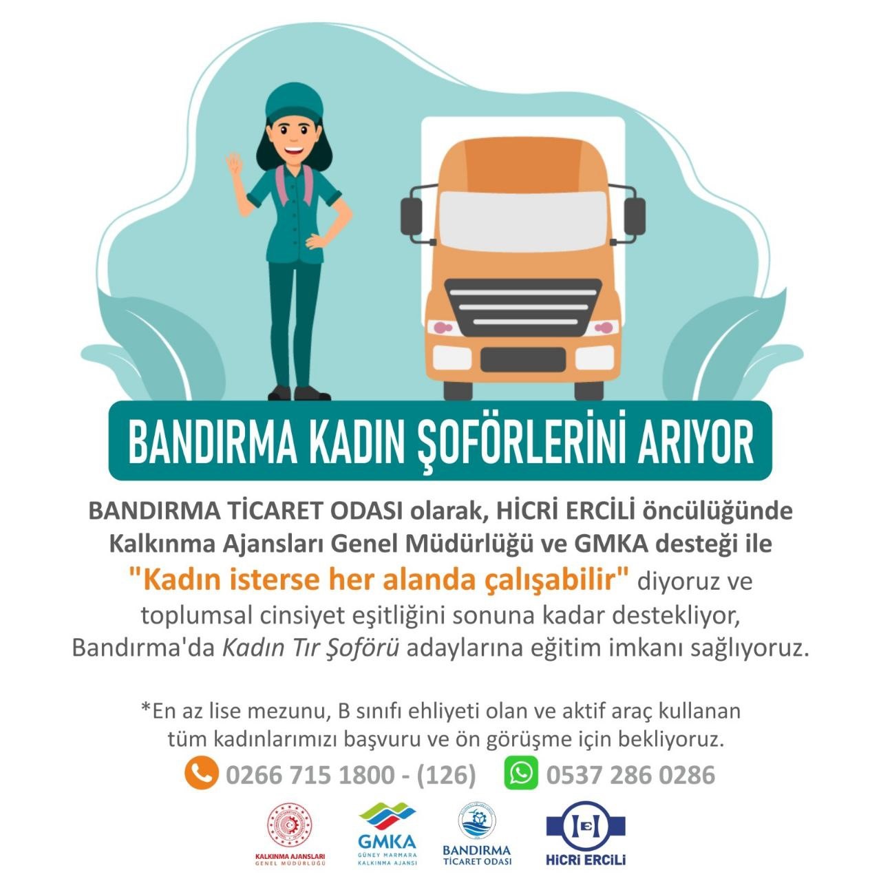 BANDIRMA TİCARET ODASINDA KADIN TIR ŞOFÖRÜ EĞİTİMLERİ BAŞLIYOR