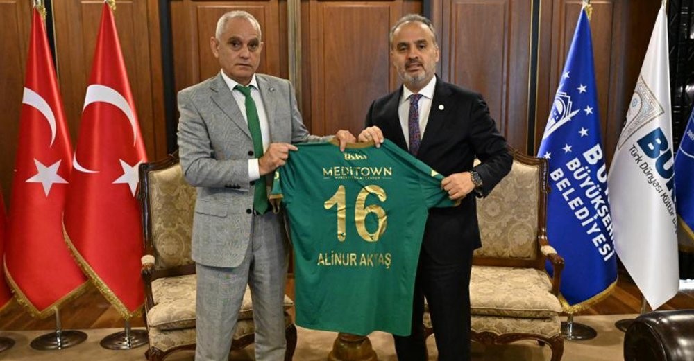 BURSASPOR BAŞKANI RECEP GÜNAY, BURSA BÜYÜKŞEHİR BELEDİYE BAŞKANI ALİNUR AKTAŞ'A