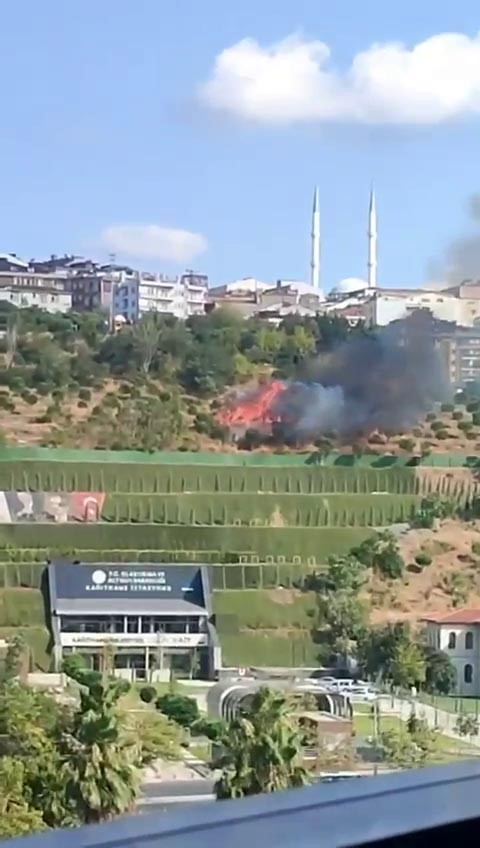 KAĞITHANE KAYMAKAMLIĞI’NIN ÜST TARAFINDA BULUNAN YEŞİLLİK ALANDA HENÜZ NEDENİ BELİRLENEMEYEN
