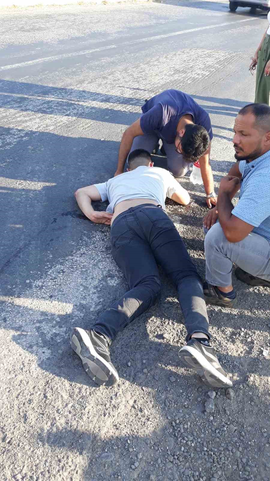 TEKİRDAĞ'IN MURATLI İLÇESİNDE DEVRİLEN MOTOSİKLETİN SÜRÜCÜSÜ YARALANDI.