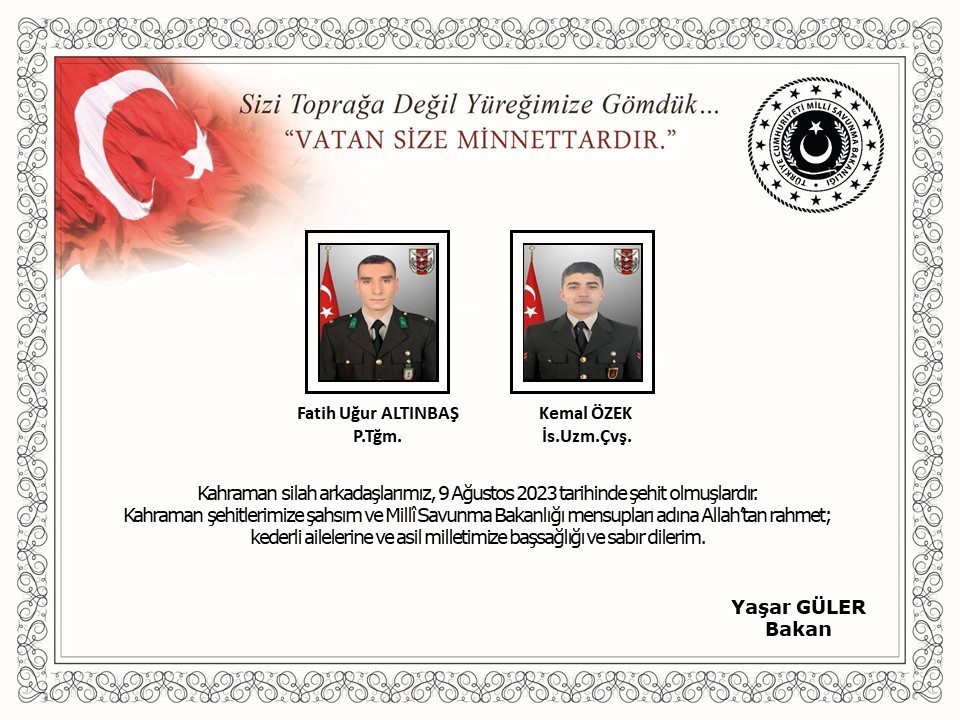 MİLLİ SAVUNMA BAKANLIĞI (MSB), PENÇE-KİLİT OPERASYON BÖLGESİNDE P. TĞM. FATİH
