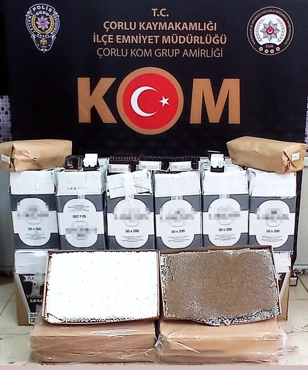 ARAMALARDA, 145 BİN ADET İÇİ TÜTÜN İLE DOLDURULMUŞ MAKARON VE