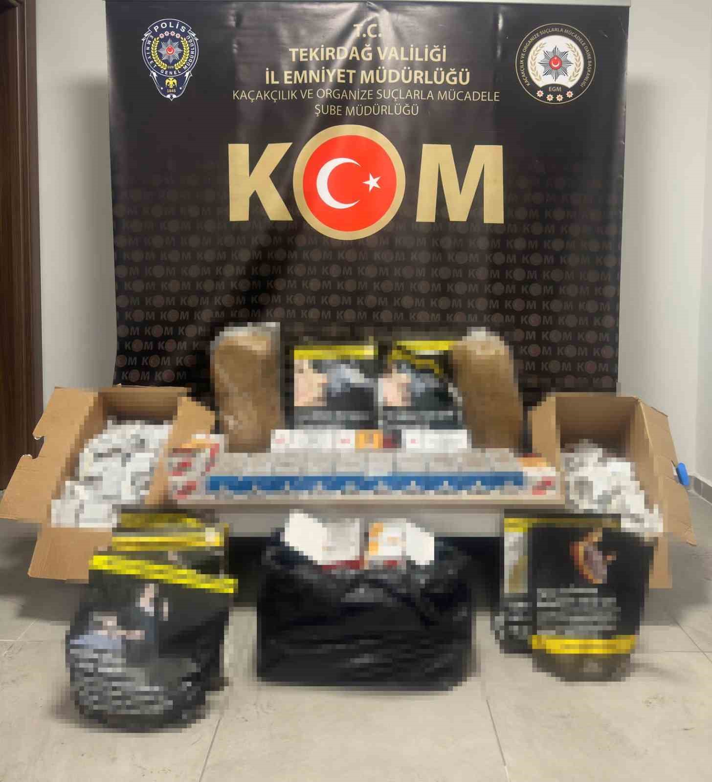 TEKİRDAĞ’DA POLİS EKİPLERİNCE 23 BİN MAKARON VE 44 KİLO TÜTÜN