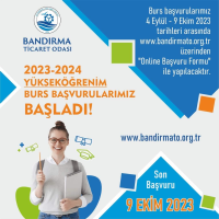 Bandırma Ticaret Odası tarafından geri ödemesiz verilecek olan 2023-2024 Yükseköğrenim