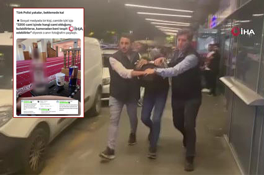 Camide alkol kullanıp sosyal medya hesabından paylaşan zanlı yakalandı Camide alkol alırken çekilen fotoğrafı sosyal medyada paylaşan zanlı İstanbul’da