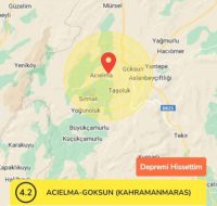 AFAD’dan edinilen bilgiye göre Kahramanmaraş’ın  Göksun ilçesinde 4.2 büyüklüğünde deprem