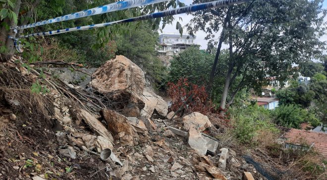 Beşiktaş’ta gecekonduların arasına kaya düştü, facianın eşiğinden dönüldü