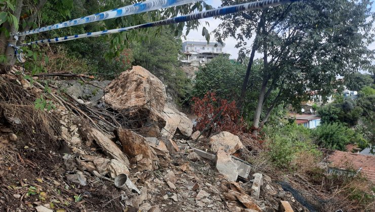 Beşiktaş’ta gecekonduların arasına kaya düştü, facianın eşiğinden dönüldü