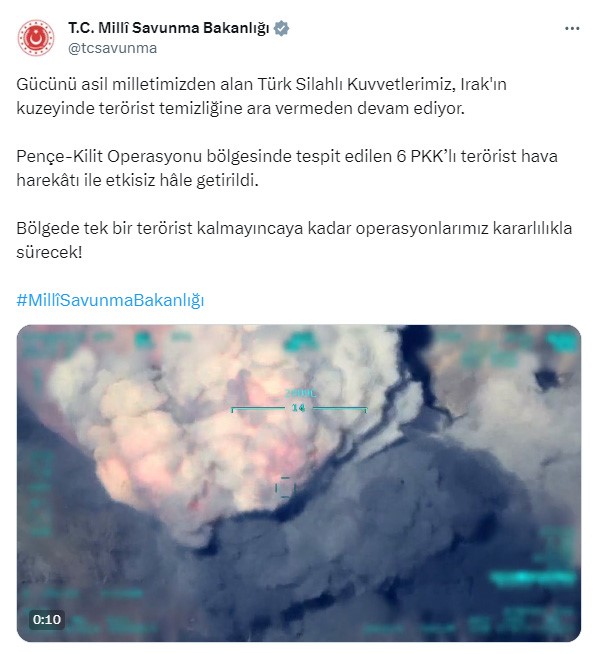 Milli Savunma Bakanlığı, Pençe-Kilit Operasyonu bölgesinde 6 PKK’lı teröristin etkisiz