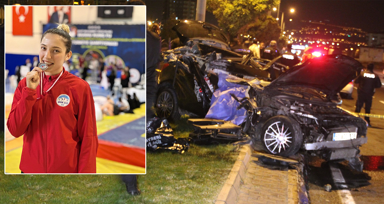 Kayseri’nin Melikgazi ilçesinde tıra arkadan çarpan otomobilde bulunan milli kick