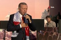Cumhurbaşkanı Recep Tayyip Erdoğan, Atatürk Havalimanı’nda düzenlenen “Büyük Filistin Mitingi”nde