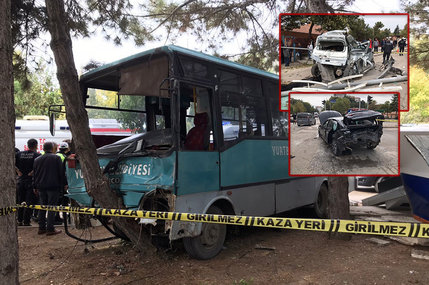 Elazığ’da fidan dikim etkinliğinden dönen öğrencileri taşıyan midibüsün freni patladı.