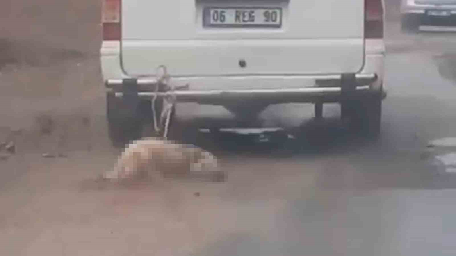 KIRIKKALE'NİN SULAKYURT İLÇESİNDE BİR SÜRÜCÜ, MİNİBÜSÜN ARKASINA BAĞLADIĞI KÖPEĞİ KİLOMETRELERCE