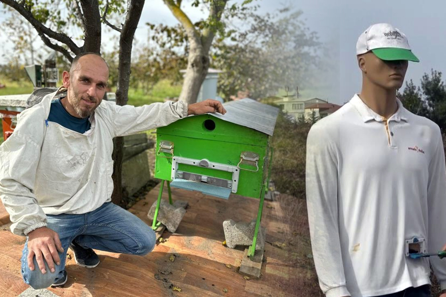 Samsun’da bir vatandaş tabut, cansız manken ve varili&nbsp;arı&nbsp;kovanı olarak kullanıyor.&nbsp;İlginç