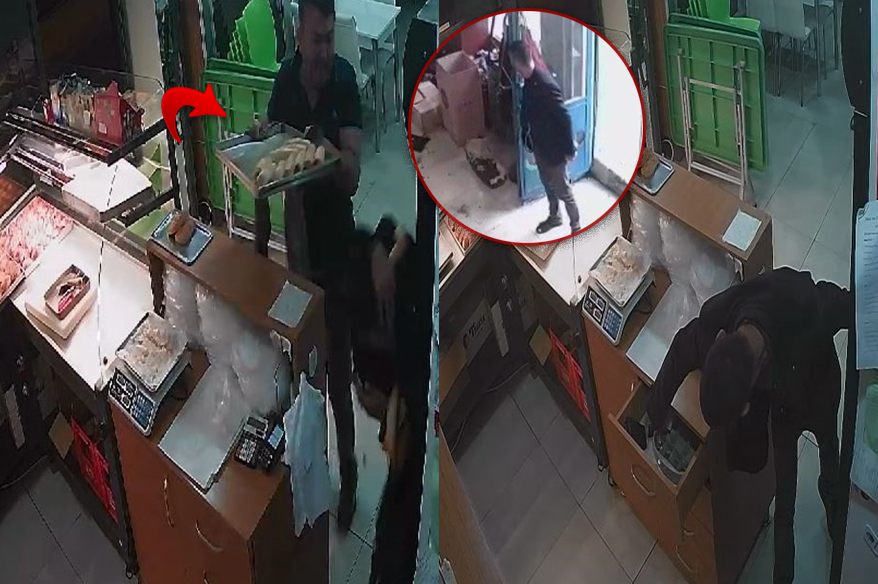 Tekirdağ’ın Çorlu ilçesinde bir börekçiden para çalarken kameralara ve iş
