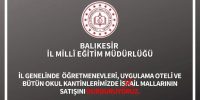 Balıkesir İl Milli Eğitim Müdürlüğü, Balıkesir genelinde İsrail mallarının satışını