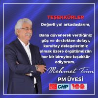 25 ve 26. dönem  Balıkesir milletvekili Mehmet Tüm, CHP’nin 38.