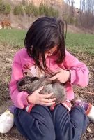 Sivas’ta iki kız kardeşin buldukları yavru köpeği ninni eşliğinde uyuttuğu
