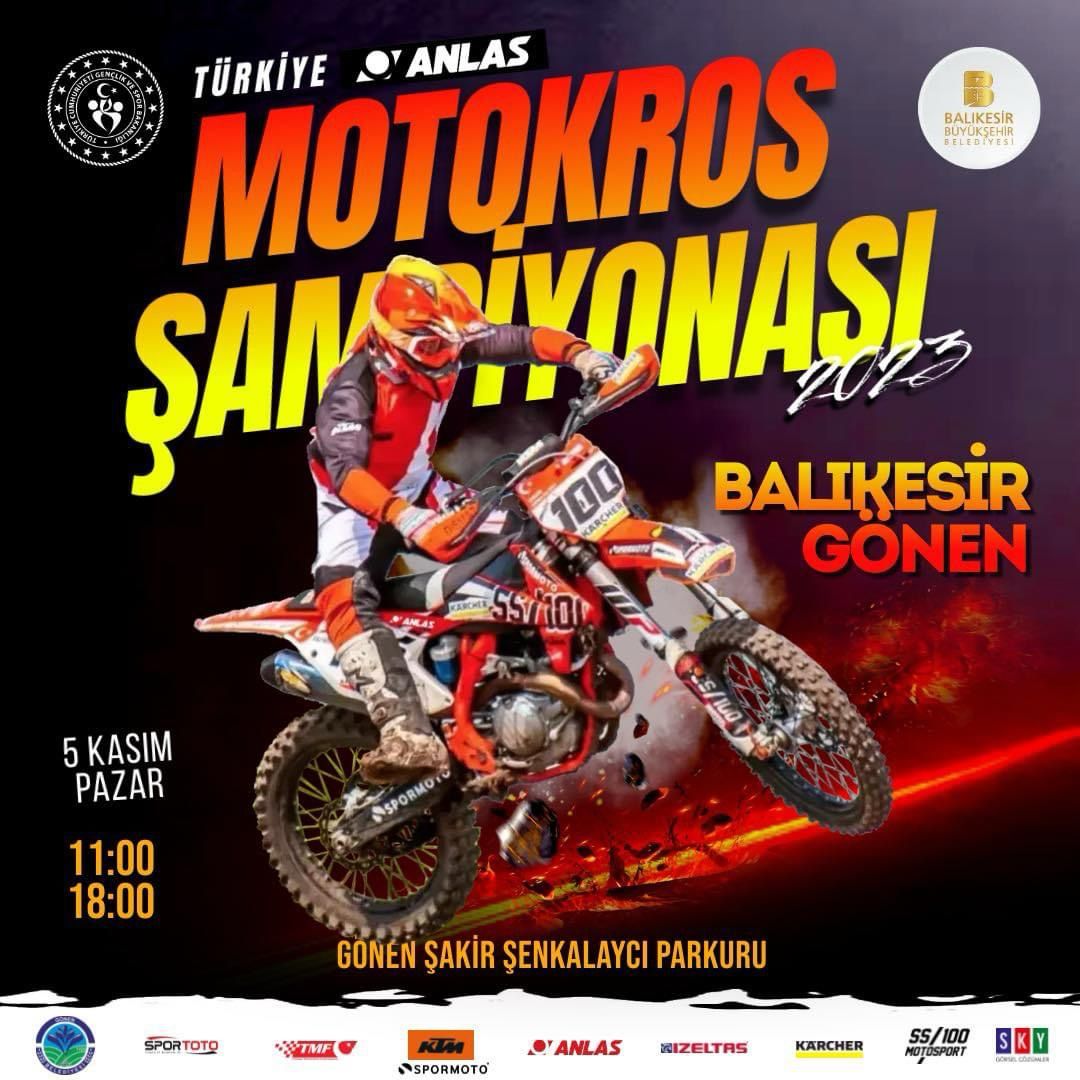 Türkiye Motosiklet Federasyonu, Gönen’ de Motokros Şampiyonası düzenliyor.Bugün (4 Kasım)