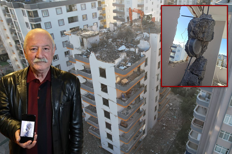 Beton bağlama noktasından tepsi çıktı Adana’da yıkımı devam eden ağır hasarlı İnci Apartmanı’nın beton bağlama