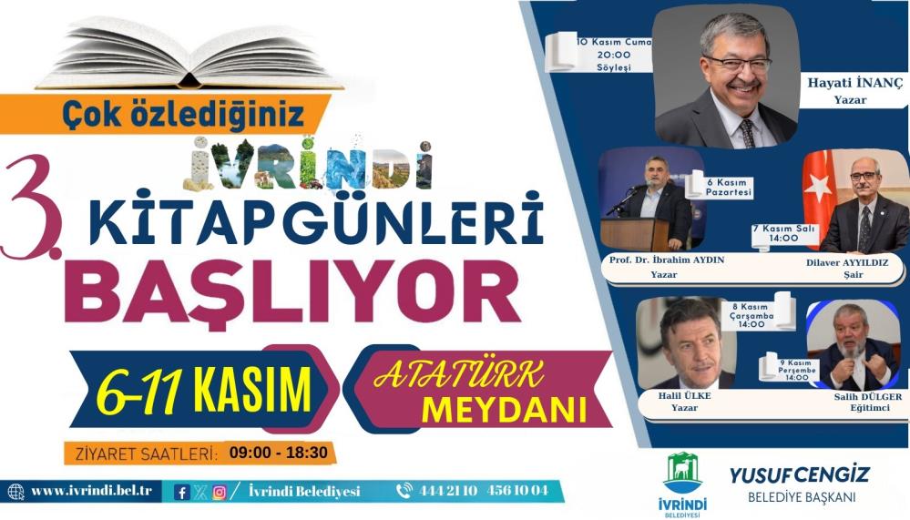 İvrindi kitap günleri başladı İvrindi Belediyesi’nce kültür sosyal etkinlikleri çerçevesinde “İvrindi Belediyesi Kitap Günleri”