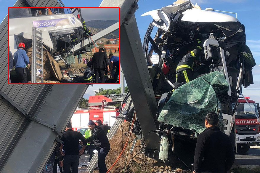 Turistler ölümden döndü Denizli’den Kapadokya gezisine giden Taylandlı turistleri taşıyan tur otobüsü, Çardak