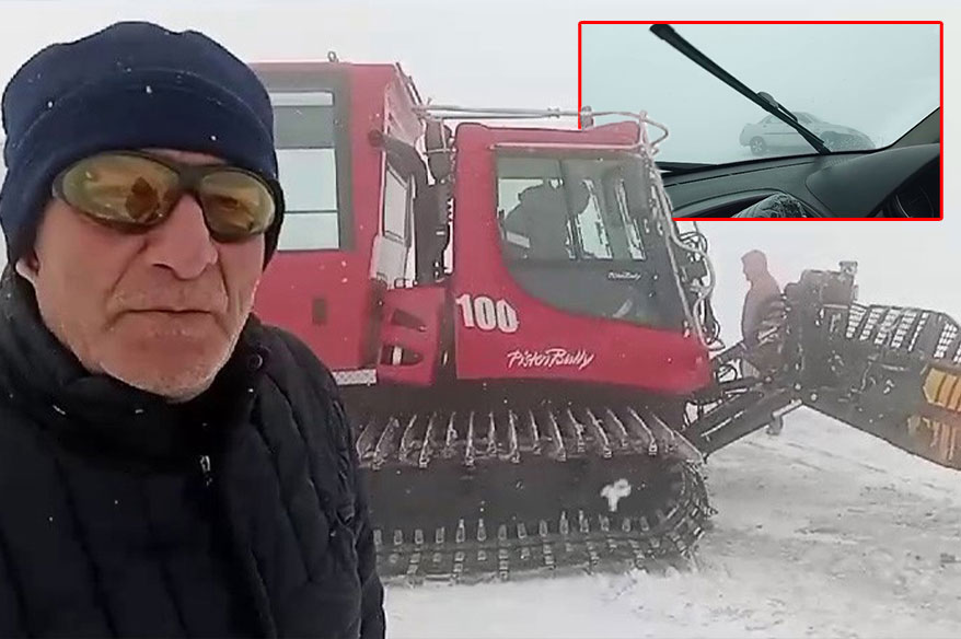Erzurum’da etkili olan kar yağışı palandöken geçidinde sürücülere zor anlar