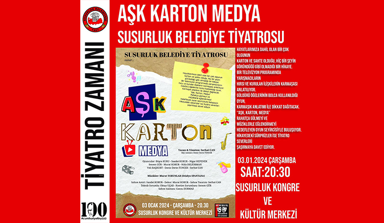 2024 yılının ilk tiyatro gösterimi “Aşk Karton Medya” Susurluk Belediye