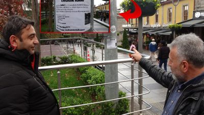 Trabzon’un Ortahisar ilçesinde şehir merkezinde bir direğe yapıştırılan evlilik ilanını