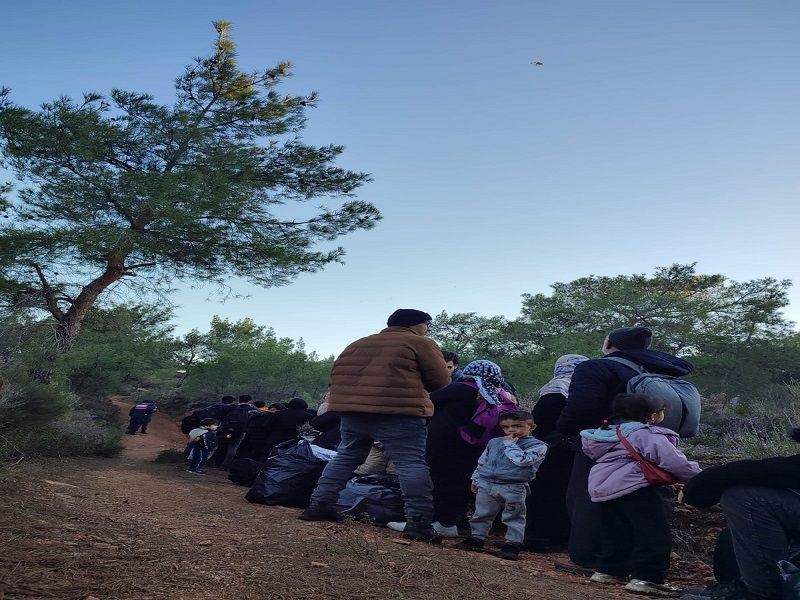 Ayvalık’ta ormanda saklanan123 göçmen yakalandı