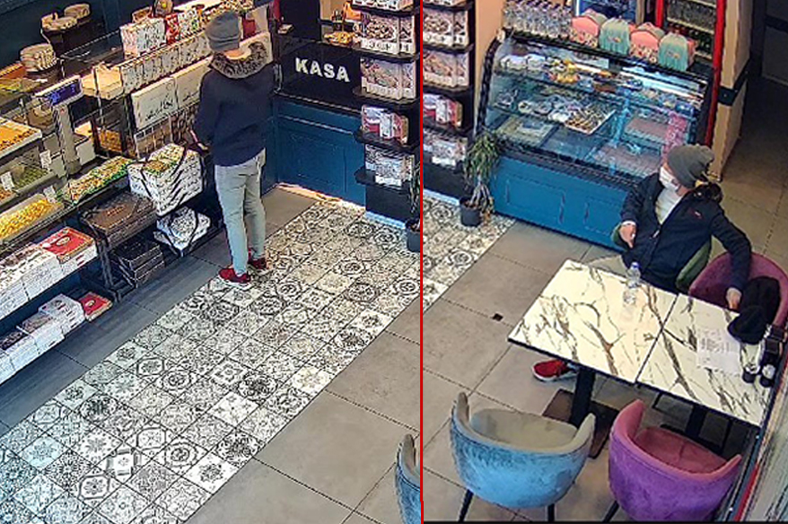 Üsküdar’da ünlü bir baklavacının şubesine giren bir şahıs, tatlı siparişini