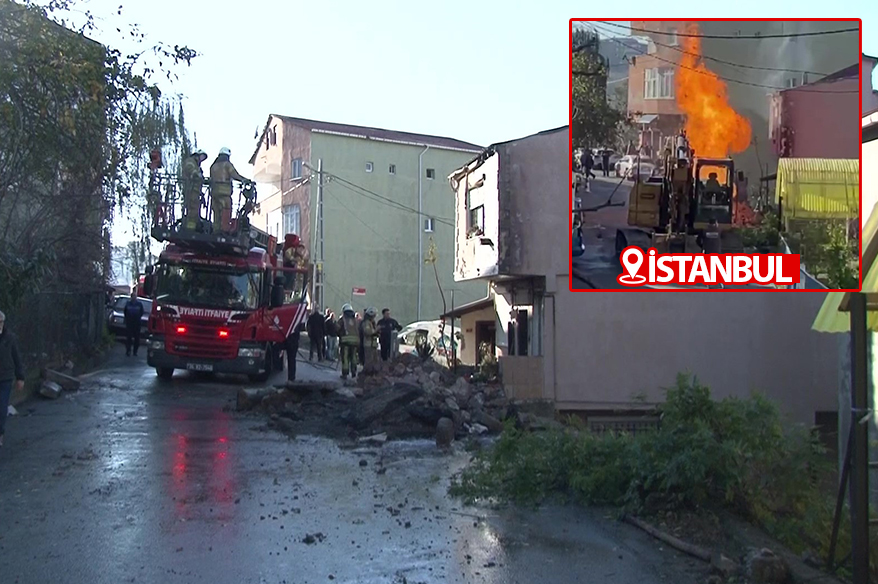 Doğal gaz borusundan yükselen alevler binaya sıçradı Üsküdar’da ekiplerin yol çalışması sırasında doğalgaz borusu patladı. Borudan metrelerce