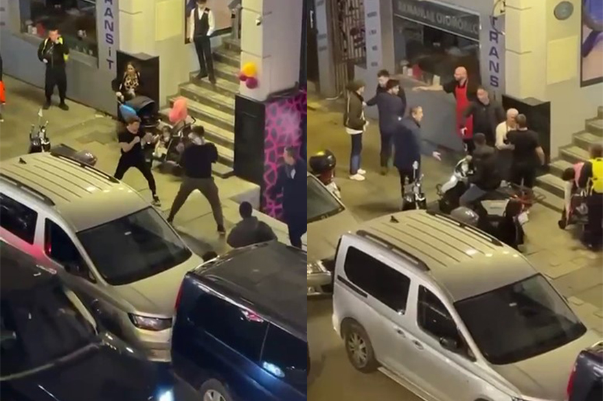 Fatih Aksaray’da iki kişi sokak ortasında gardını alarak birbirlerine vurdu.