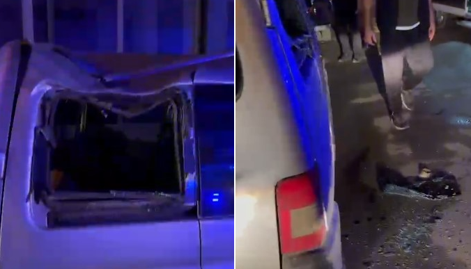 Samsun’un Bafra ilçesinde 5. kattan park halindeki aracın üzerine düşen