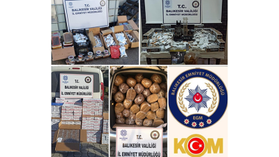 Balıkesir’de 3 ilçede 6 adrese yapılan operasyonlarda 86 bin 900