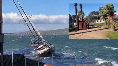 Ayvalık’ta etkili olan fırtına hayatı olumsuz yönde etkiledi. Fırtına nedeniyle