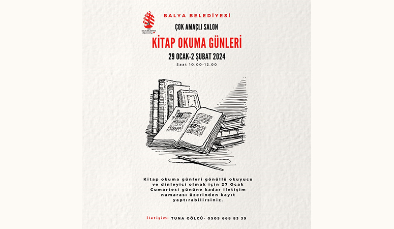 Balya’da kitap okuma buluşması Balya Belediyesi gençlerin okuma alışkanlığı kazanması amacıyla 5 gün sürecek