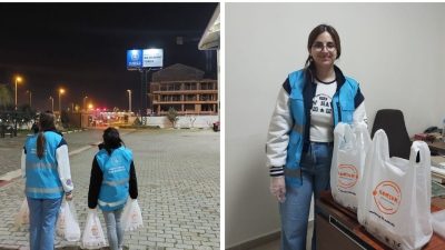 Bandırma KYK Kız Öğrenci Yurdu’nda kalan öğrenciler akşam yemeklerini çevredeki