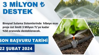 2024 Yılı Bireysel Sulama Hibe Desteği başvuruları başladı.Niğde Tarım ve