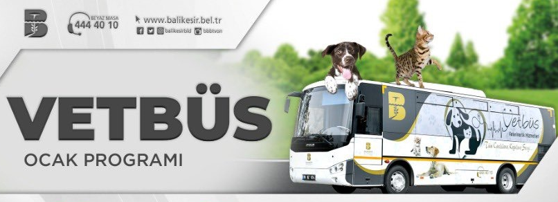 VETBÜS’ün ocak ayı rotası belli oldu Sokak hayvanlarına tedavi hizmeti vermek için her ay düzenli olarak