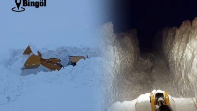 Bingöl’de Kartal Tepesi’nde kar kalınlığı 4 metreyi aştı, kepçe karların
