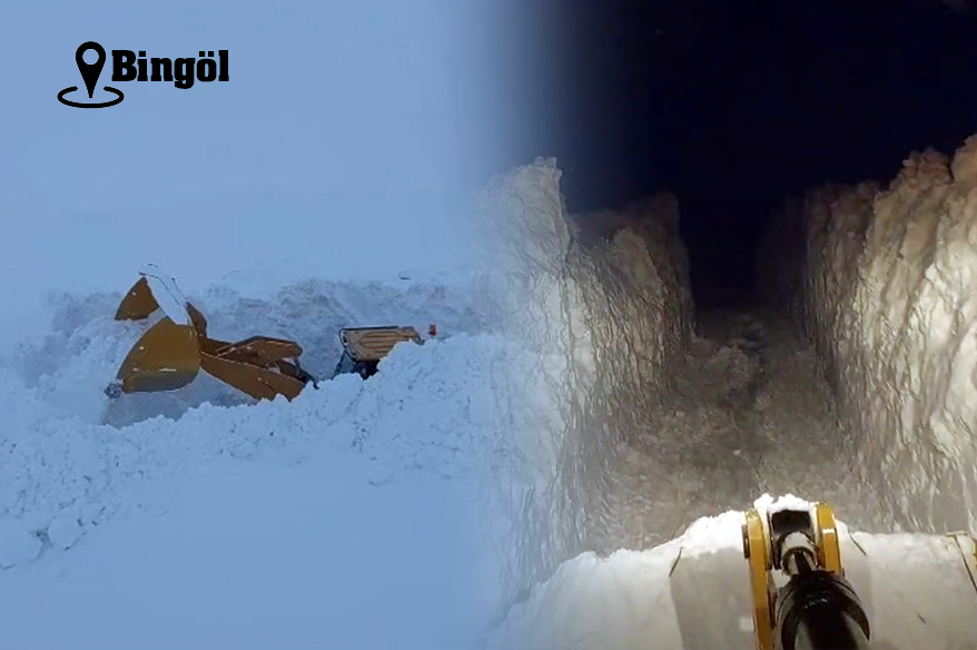 Bingöl’de Kartal Tepesi’nde kar kalınlığı 4 metreyi aştı, kepçe karların