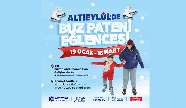 Altıeylül Belediyesi, kış sporları kapsamında çocuklara yönelik “Buz Pateni Eğlencesi”